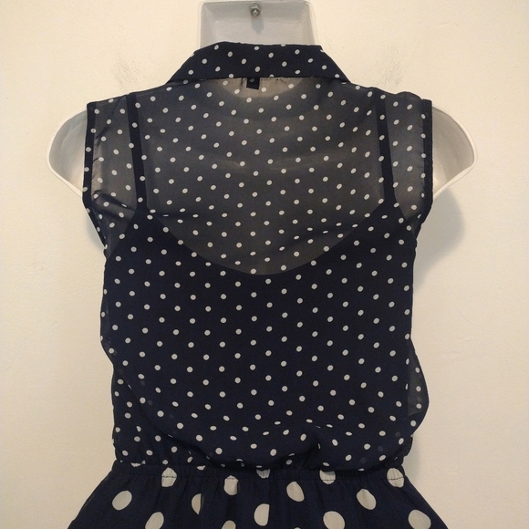 BeBop - Polka Dot Collar Sleeveless Mini Dress - Picture 9 of 16